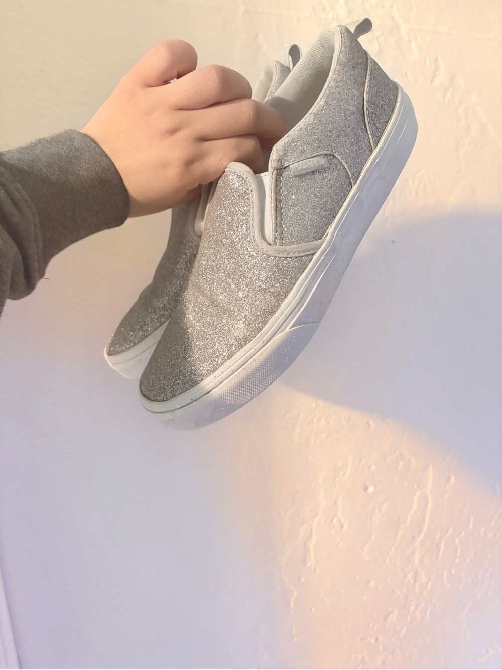 Vans Kids Slip-On Glitter Sneakers - Silver